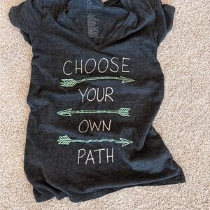 Choose Your Own Path Woman’s Dark Gray Graphic Tee
